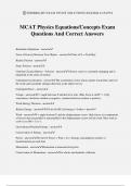 MCAT Physics Equations/Concepts Exam Questions And Correct Answers