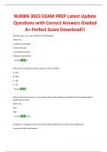 NURBN 3023 EXAM PREP Latest Update Questions with Correct Answers Graded A+ Perfect Score Download!!