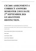 CIC2601 ASSIGNMENT 4 CORRECT ANSWERS SEMESTER 2 DUE DATE 2 nd SEPTEMBER 2024 GUARANTEED DISTINCTION.