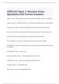  CWV-101 Topic 1  Revision Exam Questions And Correct Answers.