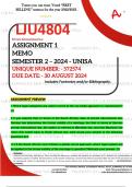 LJU4804 ASSIGNMENT 1 MEMO - SEMESTER 2 - 2024 - UNISA - DUE : AUGUST 2024 - UNIQUE NUMBER:-  (572574) FULLY REFERENCED WITH FOOTNOTES- DISTINCTION GUARANTEED)