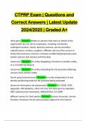 CTPRP Exam | Questions and Correct Answers | Latest Update 2024/2025 | Graded A+