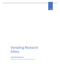 Vertaling module Research Ethics / Onderzoeks Ethiek behorend bij het vak onderzoekspraktijk en masterscriptie