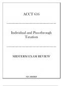 (LU) ACCT 616 Individual and Pass through Taxation - Midterm Exam Review 20242025