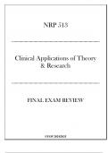 (UOP) NRP 513 Clinical Applications of Theory & Research - Final Exam Review 20242025