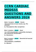 CCRN CARDIAC MEDS55 QUESTIONS AND ANSWERS 2024