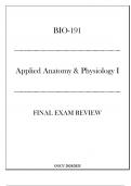 (GCU) BIO-191 Applied Anatomy & Physiology I - Final Exam Review 20242025.