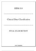 (GCU) HIM-310 Clinical Data Classification - Final Exam Review 20242025.