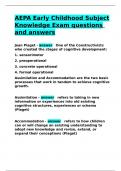 AEPA Early Childhood Subject Knowledge Exam questions and answers.