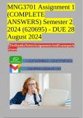 MNG3701 Assignment 1 (COMPLETE ANSWERS) Semester 2 2024 (620695) - DUE 28 August 2024