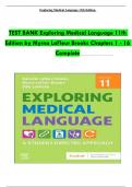 TEST BANK For Exploring Medical Language 11th Edition by Myrna LaFleur Brooks, Verified Chapters 1 - 16, Complete Newest Version