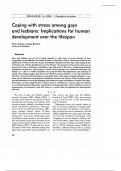 Coping with stress among gays  and lesbians: Implications for human  development over the lifespan 