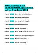 BMW Technical Class Numbers latest update fully solved & updated 2024.