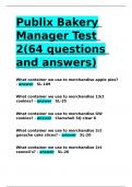 Publix Bakery Manager Test 2(64 questions and answers)