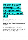 Publix Bakery Manager Test (94 questions already graded A+)