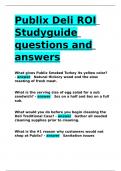 Publix Deli ROI Studyguide questions and answers