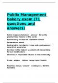 Publix Management bakery exam (71 questions and answers).