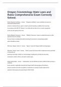 Oregon Cosmetology State Laws and Rules Comprehensive Exam Correctly Solved.