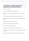  Texas Barber  Study Guide Exam Questions And Actual Answers.