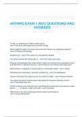 ANTHRO EXAM 1 WVU QUESTIONS AND ANSWERS