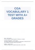 CGA VOCABULARY 1 TEST WITH A+ GRADES.