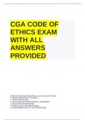 CGA CODE OF ETHICS EXAM WITH ALL ANSWERS PROVIDED.