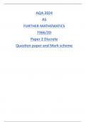 AQA 2024 AS FURTHER MATHEMATICS 7366/2D Paper 2 Discrete Question paper and Mark scheme