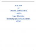 AQA 2024 AS FURTHER MATHEMATICS 7366/2S Paper 2 Statistics Question paper and Mark scheme Merged