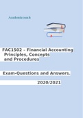 EXAM Questions and answers for FAC1502 – Financial Accounting Principles, Concepts and Procedures