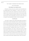 SOC303_Week_3_Assignment.docx  SOC 303  Week 3 Assignment €“ Understanding the Value of Qualitative Research  SOC 303: Research Methods  Understanding the Value of Qualitative Research  In this paper we will discuss the basic roles in qualitative research