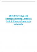 D081 Innovative and  Strategic Thinking Complete  Task 1 Western Governors University 