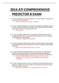 ATI COMPREHENSIVE PREDICTOR B EXAM. QUESTIONS AND ANSWERS.