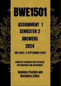 BWE1501 Assignment 1 Semester 2 2024 Answers [5 September 2024]