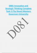 D081 Innovative and  Strategic Thinking Complete  Task 2 (Tip Sheet) Western  Governors University