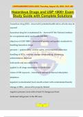 Hazardous Drugs and USP <800> Exam Study Guide with Complete Solutions