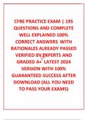  CFRE PRACTICE EXAM | 195 QUESTIONS AND COMPLETE WELL EXPLAINED 100% CORRECT ANSWERS  WITH RATIONALES ALREADY PASSED  VERIFIED BY EXPERTS AND GRADED A+  LATEST 2024 VERSION WITH 100% GUARANTEED SUCCESS AFTER DOWNLOAD (ALL YOU NEED TO PASS YOUR EXAMS)