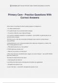 Primary Care - Practice Questions With Correct Answers