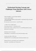 Professional Nursing Concepts and Challenges Exam Questions And Correct Answers