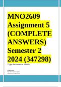 MNO2609 Assignment 5 (COMPLETE ANSWERS) Semester 2 2024 (347298) - DUE 2024 ; 100% TRUSted.... 