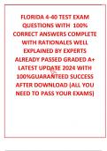 FLORIDA 4-40 TEST EXAM QUESTIONS WITH  100% CORRECT ANSWERS COMPLETE WITH RATIONALES WELL EXPLAINED BY EXPERTS ALREADY PASSED GRADED A+ LATEST UPDATE 2024 WITH 100%GUARANTEED SUCCESS AFTER DOWNLOAD (ALL YOU NEED TO PASS YOUR EXAMS)