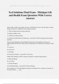 Xcel Solutions Final Exam - Michigan Life and Health Exam Questions With Correct Answers