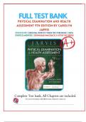 TEST BANK FOR PHYSICAL EXAMINATION AND HEALTH ASSESSMENT 9TH EDITION BY CAROLYN JARVIS; ANN L. ECKHARDT | 9780323809849 | | CHAPTER 1-32 | ALL CHAPTERS WITH QUESTIONS WITH  100% CORRECT ANSWERS COMPLETE WITH RATIONALES WELL EXPLAINED BY EXPERTS ALREADY PA