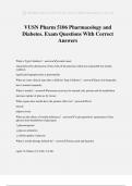 VUSN Pharm 5106 Pharmacology and Diabetes. Exam Questions With Correct Answers