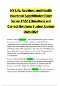 NY Life, Accident, and Health Insurance Agent/Broker Exam Series 17-55 | Questions and Correct Solutions | Latest Update 2024/2025