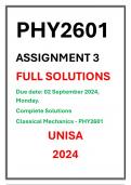 PHY2601 Assignment 3 Complete Solutions UNISA 2024 DUE date 02 September 2024 Classical Mechanics