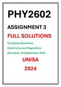 PHY2602 Assignment 3 Complete Solutions 2024 Due date  25 September 2024 Electricity and Magnetism