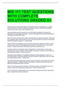 MIS 111 TEST QUESTIONS WITH COMPLETE SOLUTIONS GRADED A+