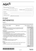 MATHEMATICS  ALEVEL 2020 paper 3 COMPLETE SOLUTION