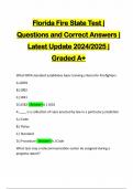 Florida Fire State Test | Questions and Correct Answers | Latest Update 2024/2025 | Graded A+