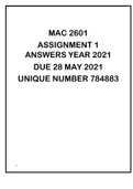 MAC2601 ASSIGNMENT 1 ANSWERS YEAR 2021
